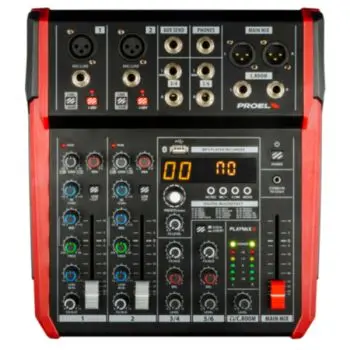 Proel PLAYMIX6 mixer audio 6 canali con effetti voce, ingresso USB e modulo Bluetooth integrato. 4