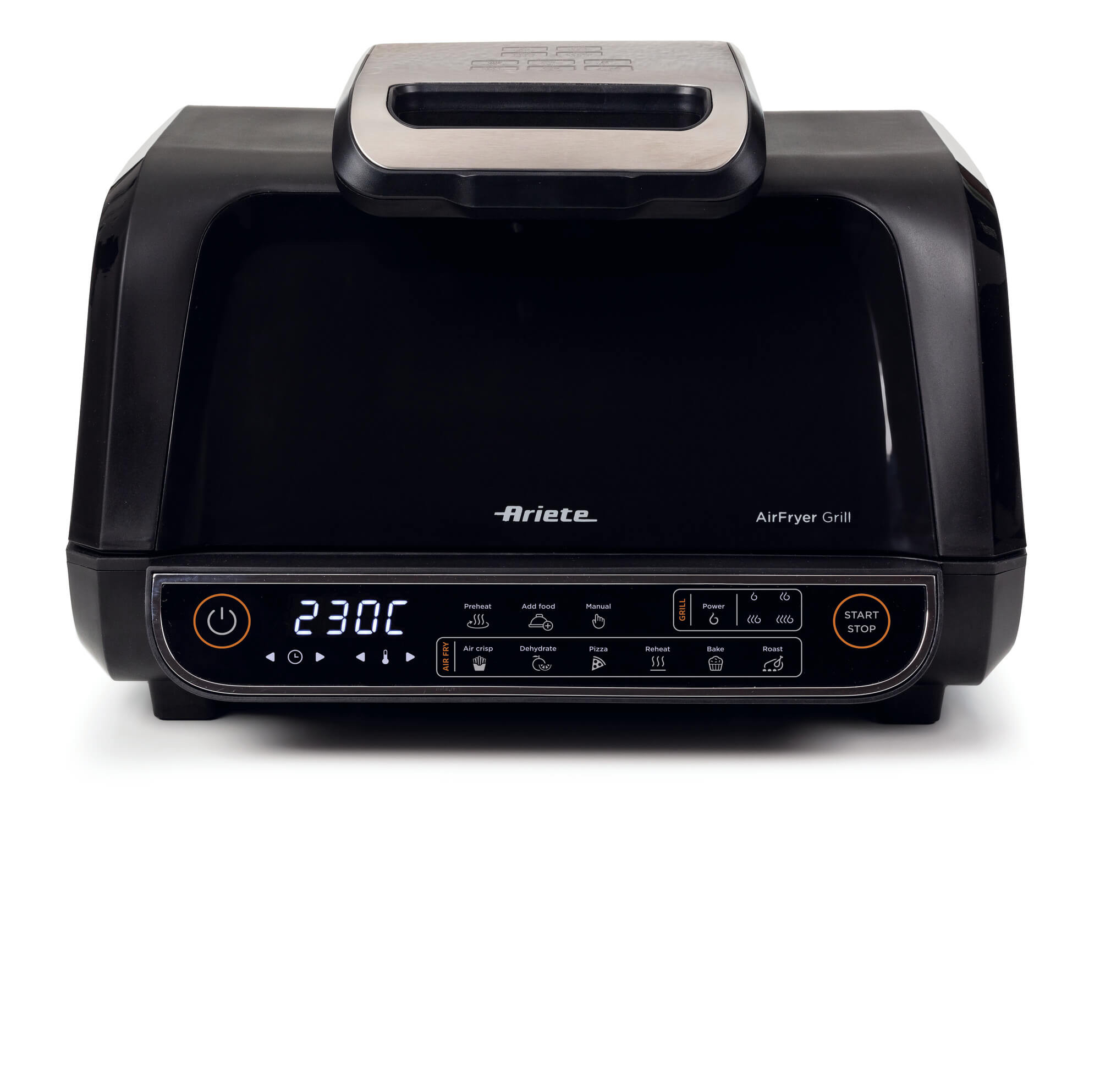 Ariete 4635 Air Fryer Grill, Friggitrice ad aria e Griglia, Bistecchiera,1700W, Capacità 8L, Friggi e Griglia, 8 funzioni di cottura, Timer, Black