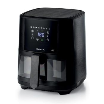 Ariete 4626 Airy Fryer 6L, Friggitrice ad aria, 1300 W, Capacità 6L, Capacità di cottura 2,5kg, 8 programmi preimpostati, Temperatura fino a 200°, Cestello trasparente per controllo cottura, Black mod.4626/00 2