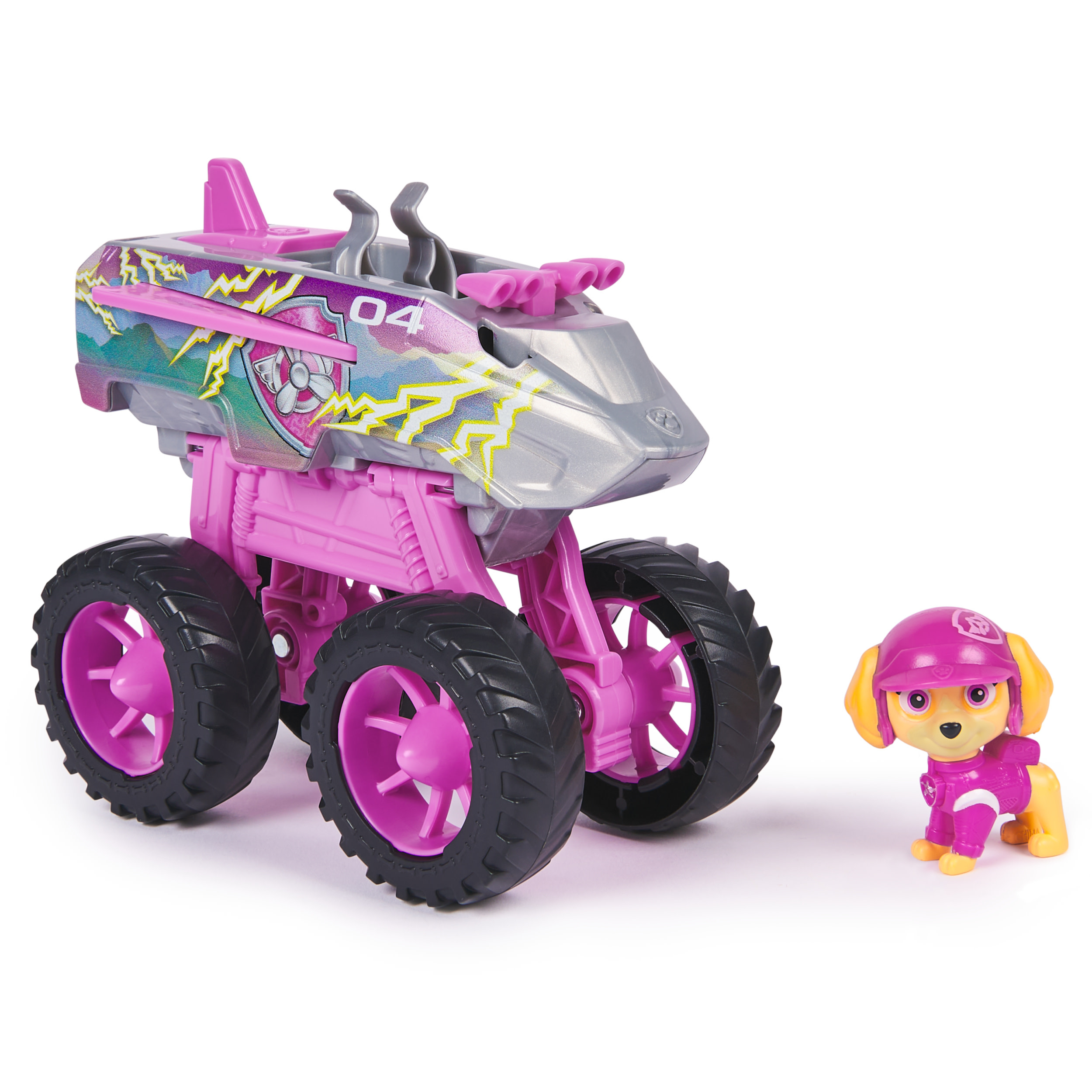 PAW Patrol : Rescue Wheels, Jet di Skye, Veicolo Giocattolo con Trasformazione in Jet e Personaggio Collezionabile, Giocattoli per Bambini e Bambine, 3+ Anni