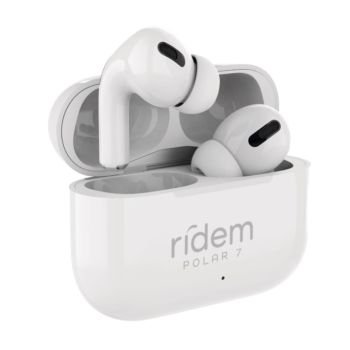 Ridem POLAR7 auricolari Bluetooth 5.2 con custodia ricaricabile di colore White 2